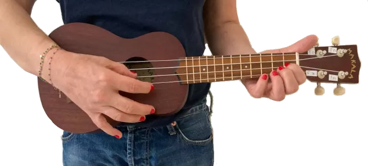 Stephanie, happy ukulele student